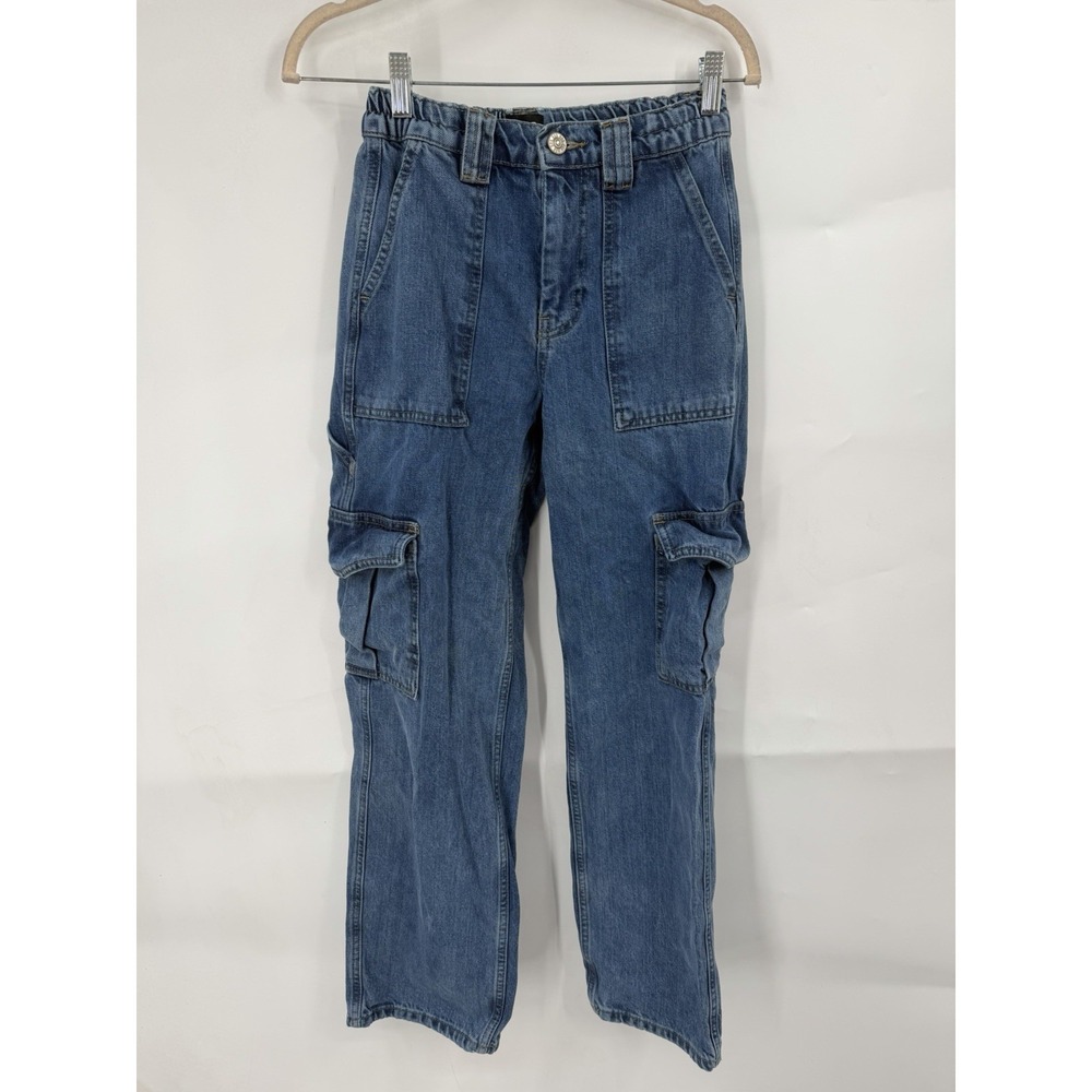 BDG Skate Cargo Jeans Women 25 Medium Wash Blue Denim Grunge Y2K